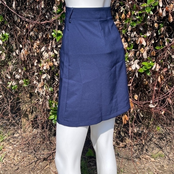 Shein Navy Blue Faux Button Down Fit & Flare Mini Skirt - Picture 5 of 7